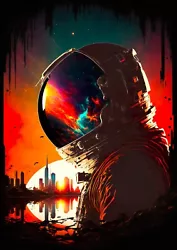Buy Astronaut Spaceman Space Painting Poster Print Wall Art Home Decor - A4 Size • 3.95£