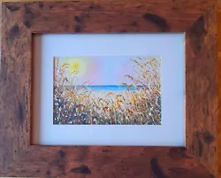 Buy Original Contemporary Acrylic Painting, Landscape, Framed, Floral, Beach, Sun • 25£