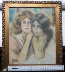 Buy Vintage Danish Framed pastel Drawing,  Female Portrait Early 20thC Signed • 18£