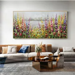 Buy Hh073 Modern Large Pure Hand-painted Oil Painting Thick Texture Abstract Flower • 41.79£
