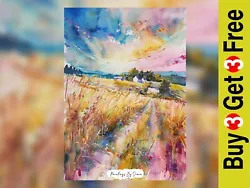 Buy Vibrant Rural Watercolor, Traditional Painting Print 5 X7  On Matte Paper • 4.49£