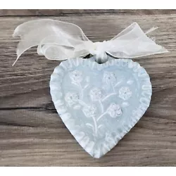 Buy Isabel Bloom Bluish 3.5  X 3.75  Heart Shaped Ornament With Flowers Signed • 8.26£