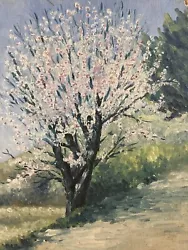 Buy Beautiful Painting Oil Panel Wood 1950 Landscape Shaft Tree Flowers To Identify • 137.62£