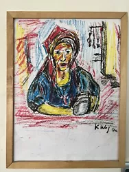 Buy Peasant Woman In The Kitchen Oil Pastel A3 Paper , Sketch Direct From Artist • 0.99£