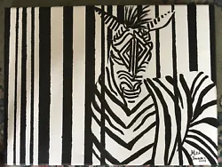 Buy Abstract Zebra Painting Canvas Acrylic Minimalist Monochrome Black & White • 4.99£