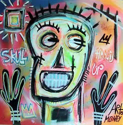 Buy SPACO Signed SKULL HAND Board POP Street ART Graffiti FRENCH Painted Basquiat • 291.83£