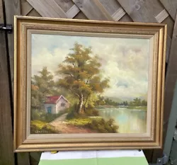 Buy Original Irene Cafieri   Oil Forest Scene In Canvas  Framed Signed 25in X 28in • 85£