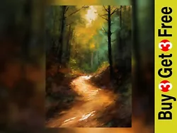 Buy Whispers Of The Woods: Earthy Trail Oil Painting Print 5 X7  • 4.99£