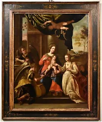 Buy Large Painting Antique Matrimonio Mystic Brizio XVI Century Oil On Canvas Italy • 12,805.50£