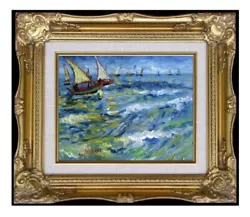 Buy Framed Hand Painted Oil Painting, Van Gogh Sea At Saintes-Maries Repro, 8x10in • 104.97£