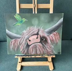 Buy Curious Highland Cow On 16 By 12in Canvas Board • 15£