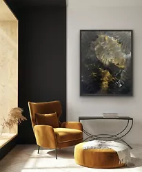 Buy Black And Gold Abstract Painting On Canvas, Unique, Arty, Metallic, Acrylics • 25£