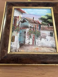 Buy Framed Signed Vintage Oil Painting By Vila - 19 X 17cm. Tow Scene. Beautiful, • 8.50£