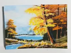 Buy Forest Leaves Turning Yellow ACEO Original Landscape PAINTING By Leslie Popp • 4.13£