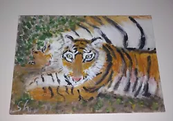 Buy Tigers Painting On Canvas Board 7 By 5 Inches By Sharon Louise Brooks • 4.99£