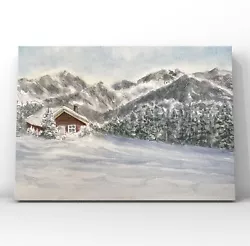 Buy Original New Watercolor Painting ”Winter In Mountains” $50 Art Free Shipping • 37.64£