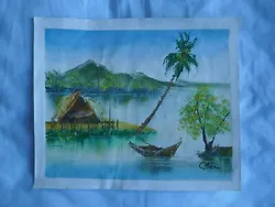 Buy Vintage Original South Asian Lake/sea/boat Scene Impasto Oil Painting Signed • 6.50£