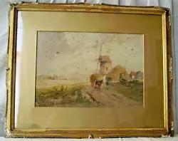 Buy By N.MITCHELL GILT FRAMED ORIGINAL WATERCOLOUR PAINTING WINDMILL  LANDSCAPE • 15£