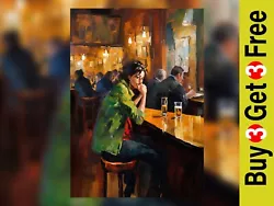 Buy Elegant Woman In London Bar: Oil Painting Print, Glass Of Beer  5 X7  • 4.99£