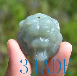 Buy Natural Hetian Nephrite Jade Lion Head / Foo Dog Pendant  • 19.88£