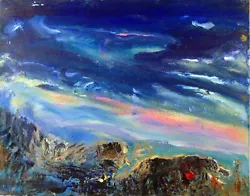 Buy MAN WITH ANIMAL AND ROCKS Arthur Robins Original Landscape Surreal Rainbow Sky • 566.05£