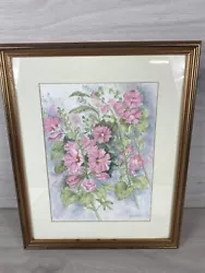 Buy Watercolour Painting Iris Leach Holly Hocks Painting Framed Artwork 34cm X 41.5 • 25.95£