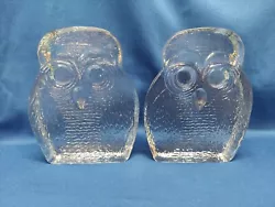 Buy Pair Of Blenko Glass Owl Bookend Artist Joel Meyers Made In West Virginia, USA • 66.11£