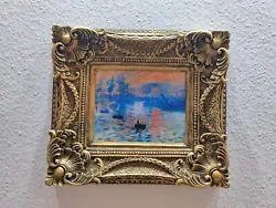 Buy 15x17  Oil Painting: Impression, Sunrise By Claude Monet W/ Vintage Rococo Frame • 60£