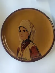Buy Vintage Romanian Painting On Wooden Plate Peasant Girl After 1992 24cm (Stub) • 5.99£