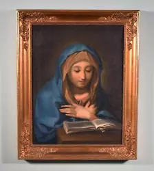 Buy Antique Framed Oil On Canvas Painting Of The Virgin Mary Christianity • 1,089.32£