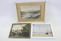 Buy Antique Paintings Victorian The Tweed Signed Bayne Watercolour Oil Painting X 3 • 0.99£