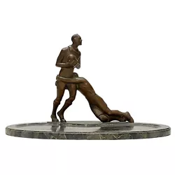 Buy Art Deco Rugby Players Bronze And Marble Card Tray Circa 1930 • 6,166.74£