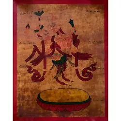 Buy Vintage Antique Chitapati Thangka Painting, Two Skeleton Thanka Art • 70.60£