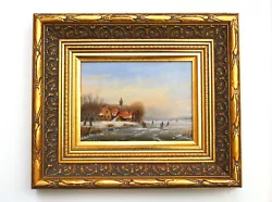 Buy Arie Herkelman Oil On Panel Dutch Miniature - Winter Scene With Skaters • 250£