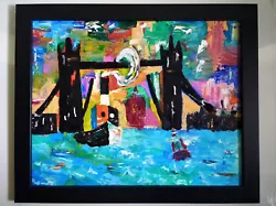 Buy Tower Bridge Painting London River Thames Framed Seascape Boat Victoria St Paul • 225£