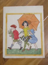 Buy Vintage Art Deco Watercolour Painting Children  • 15£