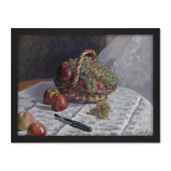 Buy Alfred Sisley  Apples And Grapes In A Basket Painting Framed Art Print 18X24  • 31.99£
