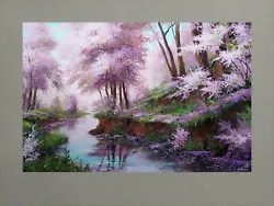 Buy Large Spring Cherry Tree Blossom Landscape, Sakura Blossoming Colorful Painting • 576.23£