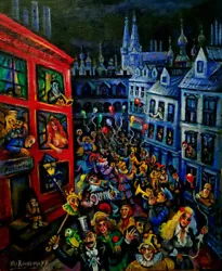 Buy MIDNIGHT CITY Surreal MUSIC Risque Expressionist PAINTING Artist ARI ROUSSIMOFF • 3,740.60£