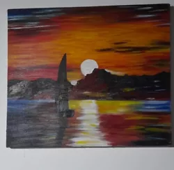 Buy The Sun Set (48cm*56cm) Original Handmade Canvas Acrylic Painting NEW • 28.93£