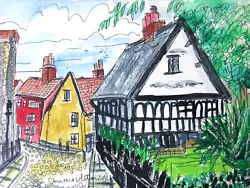 Buy Original Watercolour Painting Elm Hill View Norwich Norfolk By Ann Marie Whitton • 25£