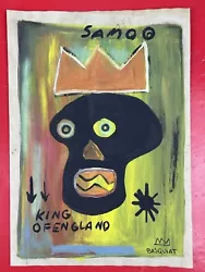 Buy Jean-Michel Basquiat (Handmade) Drawing Watercolor On Old Paper Signed & Stamped • 103.60£