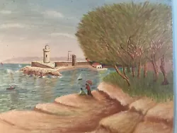Buy Painting Oil Panel Cardboard 1922 Sea Mediterranean Marseille Lighthouse Art Raw • 137.90£