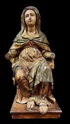 Buy Enthroned Virgin In Romanist Style. Polychromed Wood. France. 16th Century. • 5,118.71£
