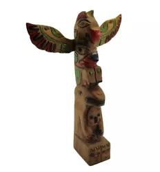 Buy Vintage Totem Pole Northwest Style Handmade Painted Native American Carved Wood • 64.81£