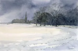 Buy  Wentworth Church GREETINGS CARD Steve Greaves Watercolour Snow Winter Scene Art • 2£