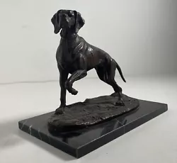 Buy Vintage Original Solid Bronze Sculpture -Bird Dog On Black Marble Plinth Statue • 212.62£