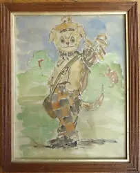 Buy Golfing Cat Caddy Watercolour Louis Wain Framed 31x39cm • 175£