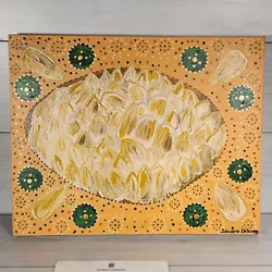 Buy Aboriginal Art On Canvas Original Certificate Tribal Bunya Nut Yellow Signed • 270£