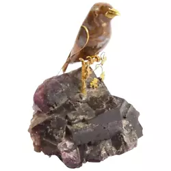 Buy 14k Gold Mounted Agate Bird On Carved Amethyst Rock • 3,543.73£